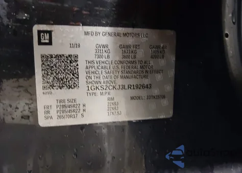 2020 GMC Yukon 4Wd Denali z USA, uszkodzony, nr VIN 1GKS2CKJ3LR192643